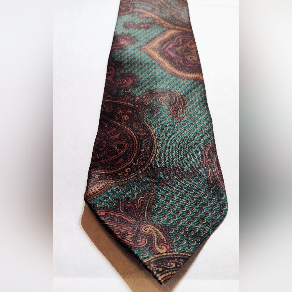 🔥2 For $20🔥Milana Paisley Silk Tie in Green and Brown
